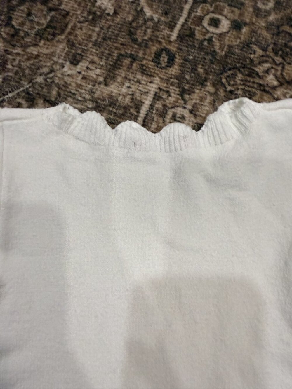 Maria Flor Ivory Scalloped Pointelle Knit Bodysuit Brazil - Picture 6 of 7